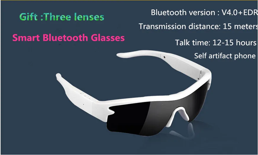 Smart Bluetooth Glasses Stereo Sunglasses Bluetooth Headset Sports Headphone Wire For Android 4.