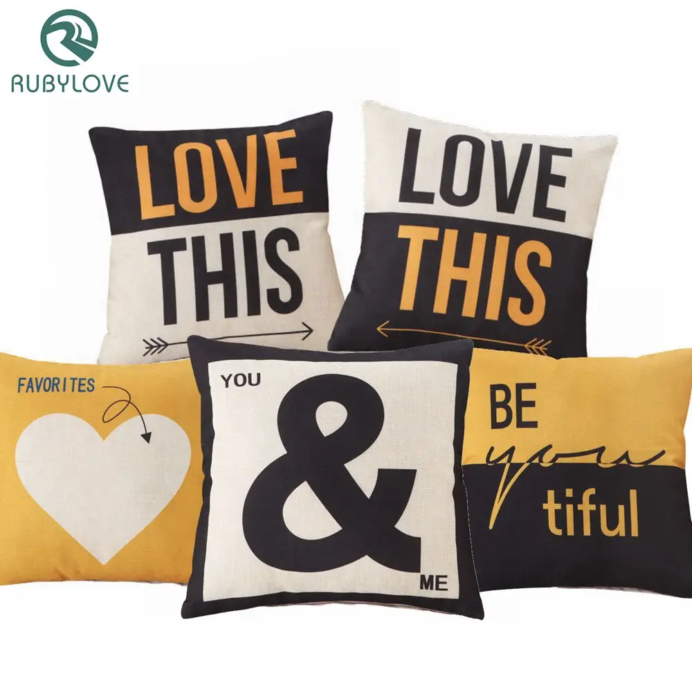 Best RUBYLOVE Decoration Cushion Cover Retro Vintage Print Pillow Cases Home Bed Room Decor Capa Almofadas Para Sofa