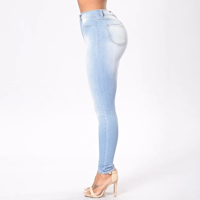 Solid Skinny Jeans Woman High Waist Vintage Denim Pants Plus Size Push Up Trousers Bodycon Slim Pencil Pants