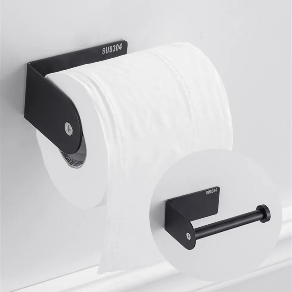 Черный держатель для бумаги, 304 нержавеющая сталь, вешалка для полотенец, для ванной, кухни, туалета, туалетной бумаги, держатель для рулонов полотенец, подставка