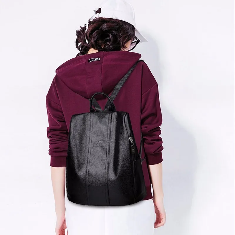 Женские кожаные рюкзаки, высокое качество, Mochila Feminina, винтажный рюкзак, Одноцветный, известный роскошный бренд, рюкзаки для девочек, Sac A Dos