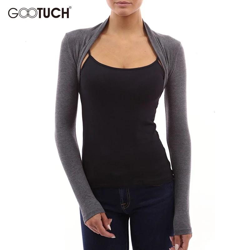 Damen Langarm Top Strickjacke Ärmel Arm Abdeckung Shrug