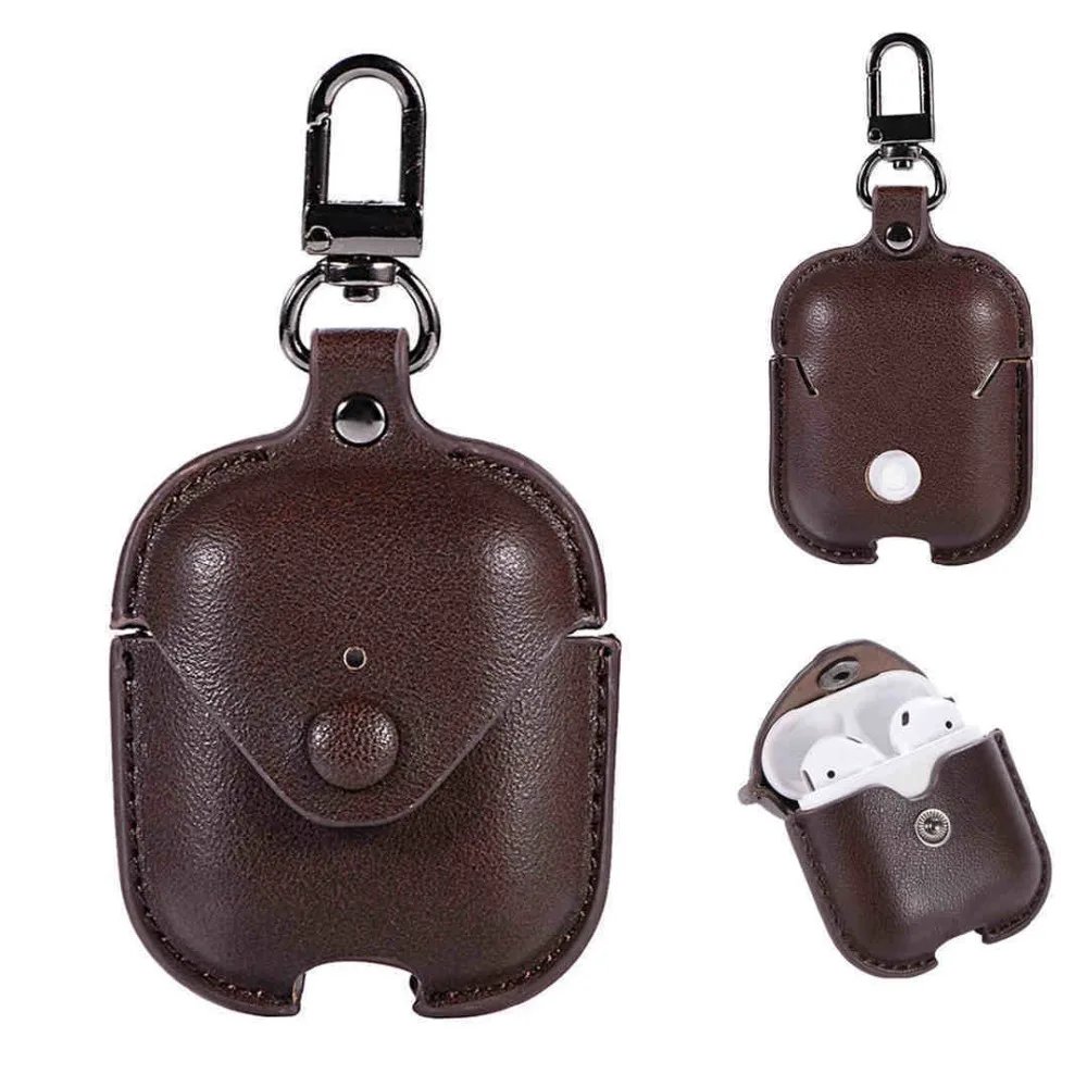 

Earphone Case For Airpods Protective Case Wireless Bluetooth Headset Box Charging Bag Genuine Leather Cover Shell For Airpods