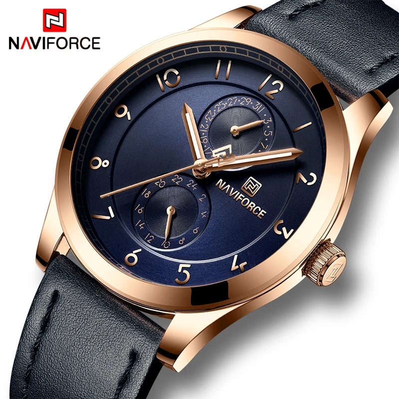 

Mens Watches NAVIFORCE Top Brand Luxury Waterproof Quartz Date Clock Men Leather Strap Fashion Casual Business Wrist Watch