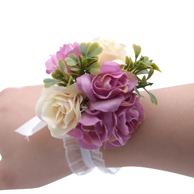 

Hand Wrist Flower Purple Wrist Flower Corsage Bracelet Bridesmaid Bracelet Hand Corsage Flowers Prom Bracelets