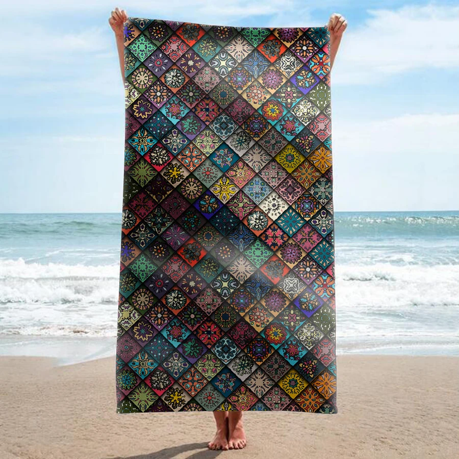 

GNORRIS Custom Sand Free Microfiber Mandala rectangle Beach Towel Blanket - Quick Dry Super Water Absorbent Yoga mat