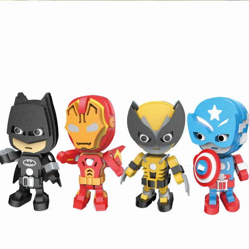 

3D stereoscopic Diy Marvel Avengers Iron Man Black Panther EVA Puzzle Action Models Figures Collection Toys Hobbies kids gift