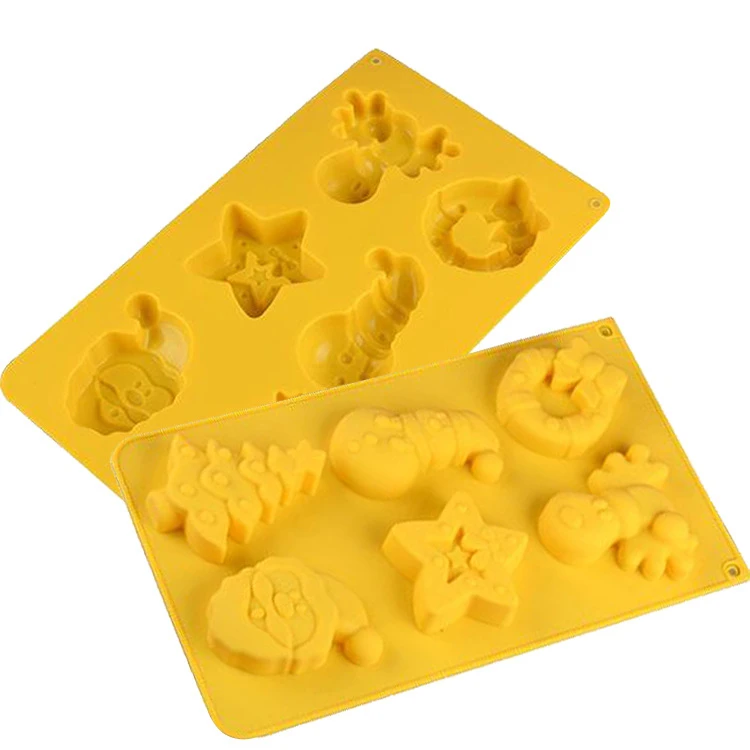 

6 Hole Christmas Gifts Cake Mold Santa Snowman DIY Baking Tools 3D Creative Cake Mold For Jelly Chocolate Ice Decoration E355
