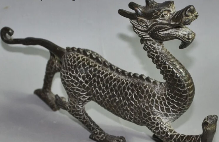 

S0121 8"chinese folk fengshui bronze zodiac run dragon animal beast Auspicious statue