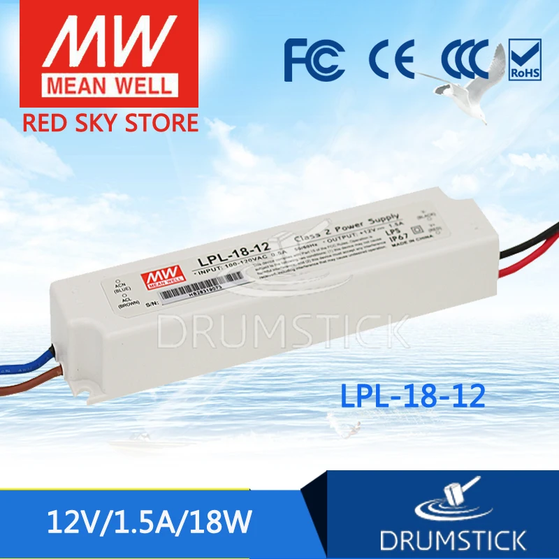 

MEAN WELL LPL-18-12 12V 1.5A meanwell LPL-18 12V 18W Single Output LED Switching Power Supply