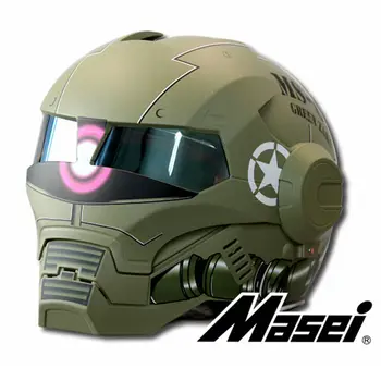 

MASEI Matte Dumb Green Zach NEW style 610 motorcycle helmet IRONMAN Iron Man helmet open face helmet casque motocross fast ship