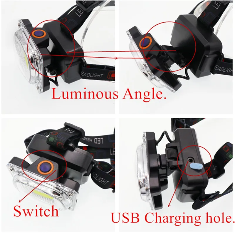 Портативный мини COB светодиодный налобный фонарь USB зарядка Открытый Кемпинг Рыбалка фары работа обслуживание прожектор фонарь фонарик