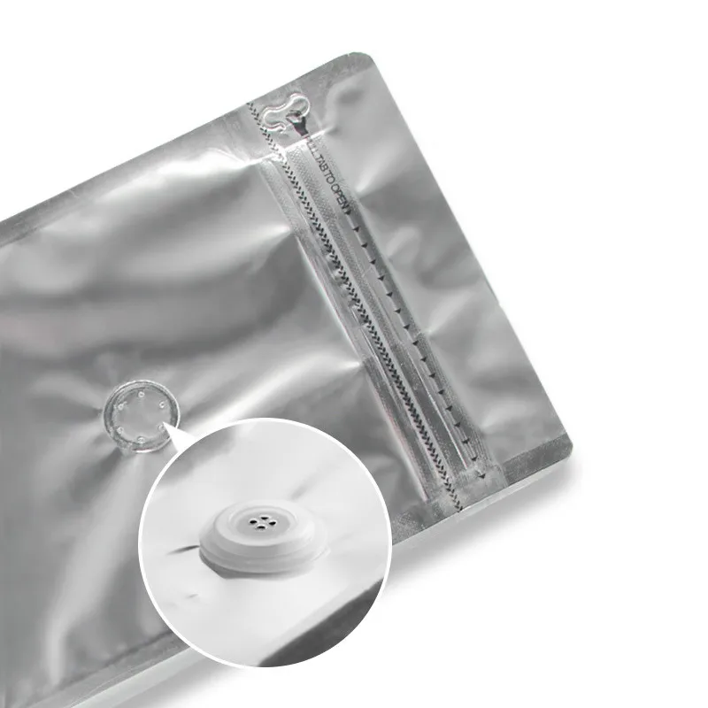 100 шт. серебряная фольга алюминиевая односторонний клапан Боковая молния восьмиугольная уплотнения мешок кофе конфеты пищевой упаковки в