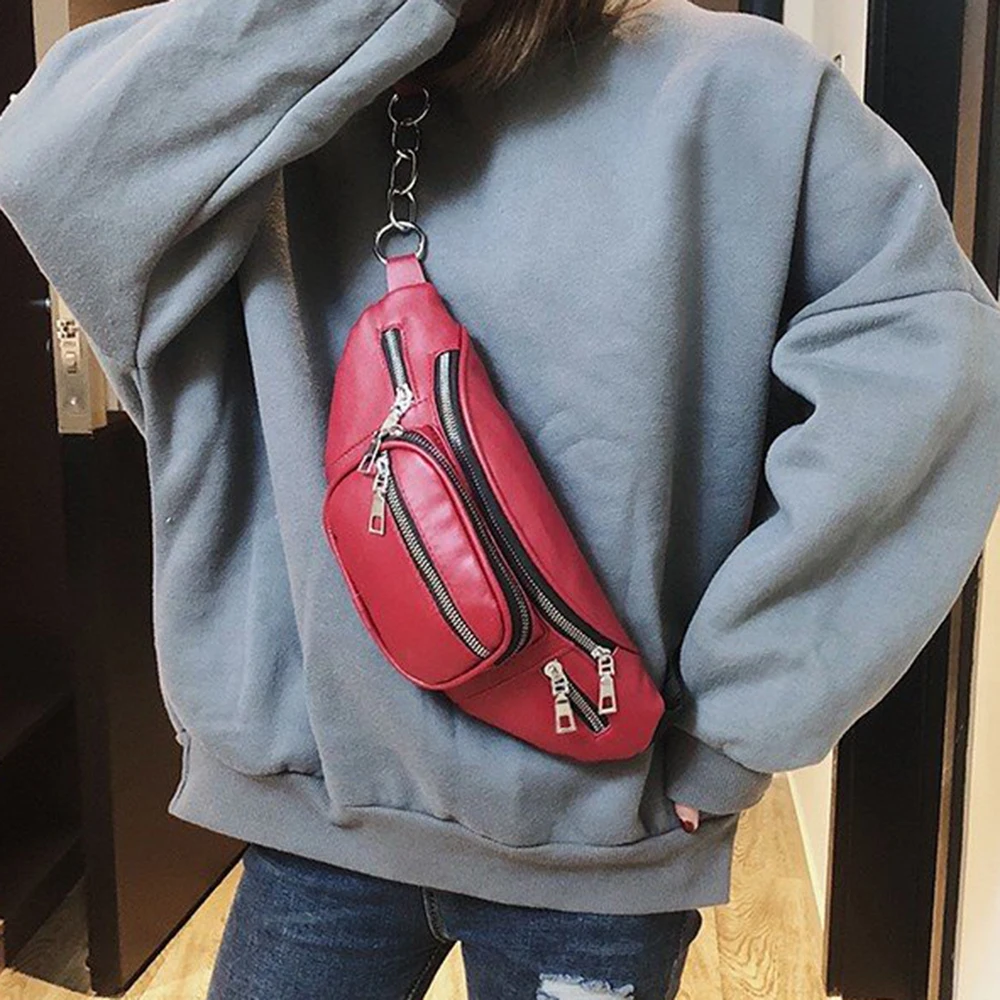 

Women Fashion Waist Bag Multifunction Leather Phone Bags Small Belt Packs