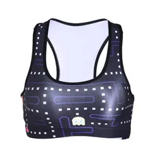 Женский спортивный короткий жилет с принтом Pac Man, беспроволочное нижнее белье, бесшовный эластичный Топ на бретелях, мягкий бюстгальтер в стиле хип-хоп