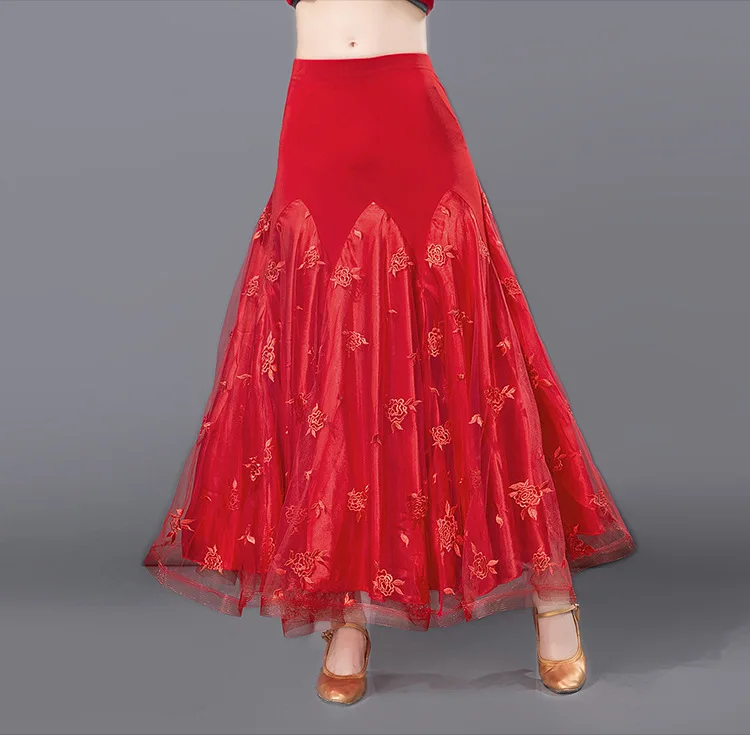 Женская юбка для бальных танцев, танцевальная одежда для взрослых, женский современный костюм для социальных танцев, практичное шоу