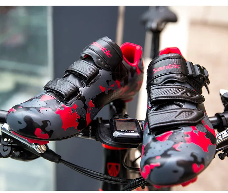 Santic Road Cycling Shoes Carbon Fiber Bike Shoes Men Professional Athletic Racing Team Sneakers Breathable Outdoor Sports Shoes