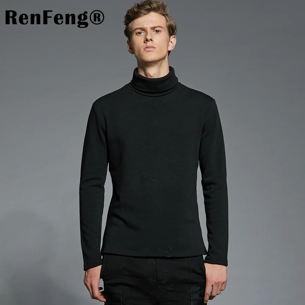 Men Retro Slim Fit Undershirts Pullover Jumper Turtleneck Underwear Casual Warm high-elastic Velvet Thermal Homme men's Shirt (6)