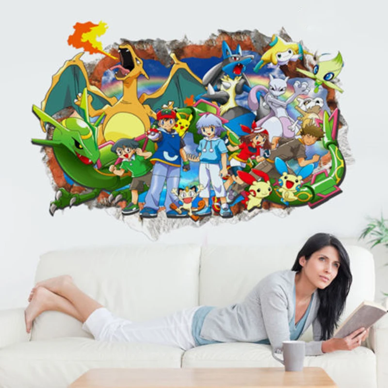 

DIY 3 D Effect Cute Pokemon Pikachu Decal Wall Stickers Decor Kids Nursery Room