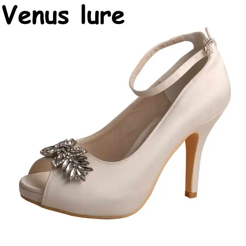 cream peep toe heels