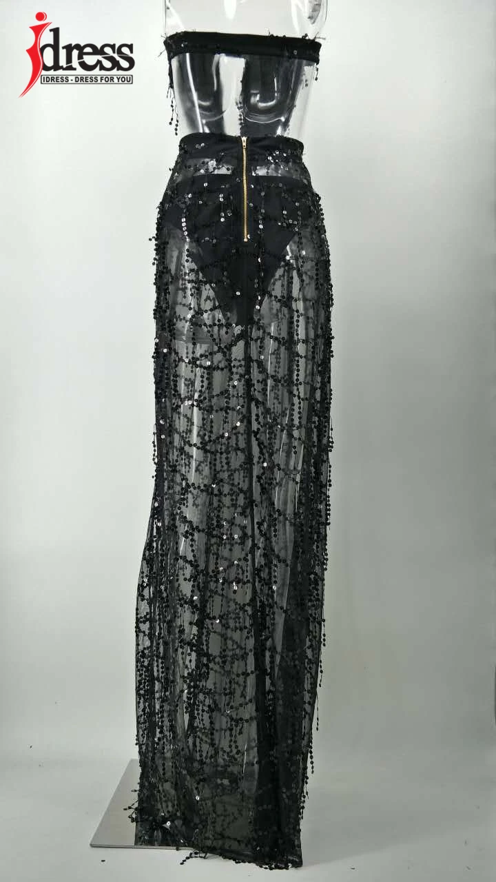 IDress White Black Sequin Summer Dress 2017 Fashion Women Off Shoulder Bodycon Split Maxi Dress Vestidos Sexy Party Long Dress (7)