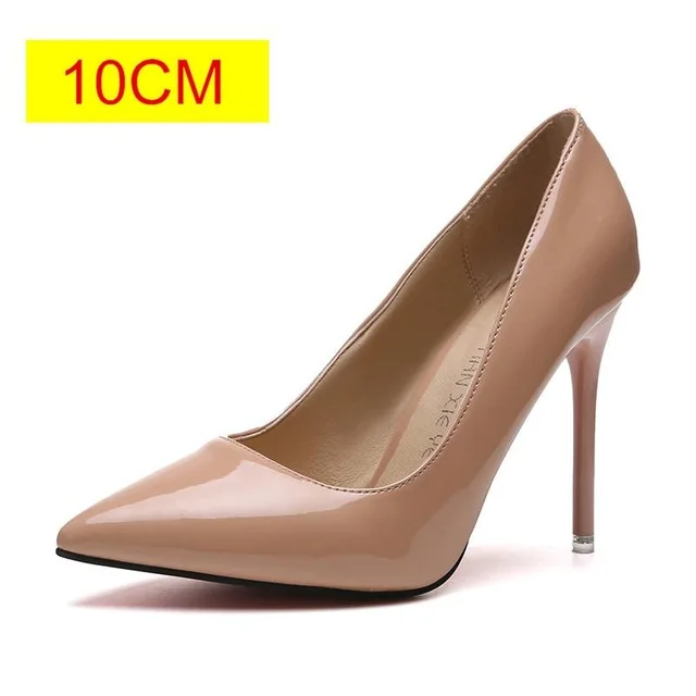 10cm Apricot Г. Популярная женская обувь Туфли-лодочки с острым носком модельные туфли из лакированной кожи водонепроницаемые мокасины на высоком каблуке свадебные туфли женская обувь 7 см/4 см - Цвет: 10cm Apricot