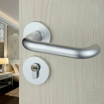 

Space aluminum door handle lock interior bedroom sliding door lock black simple muted lock kit for home door hardware