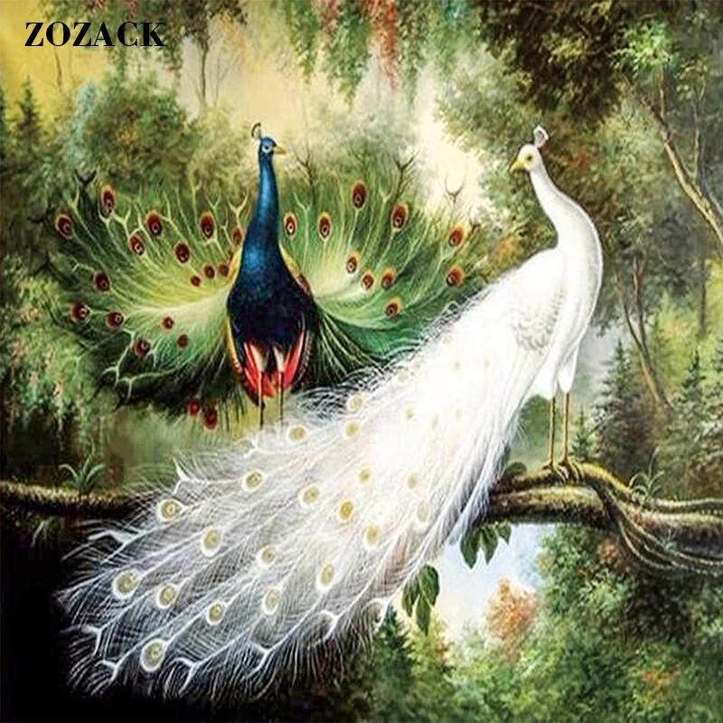 

5D DIY Diamond Painting full square Diamond Painting Cross Stitch Embroidery Mosaic Two peacocks Craft Home Decorative 6 sizes