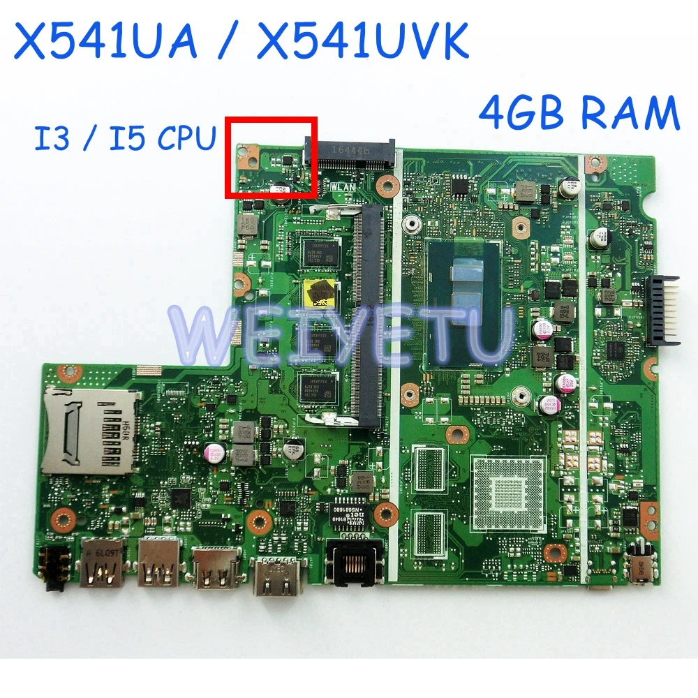 X541UA с I3 I5 Процессор 4 Гб DDR4 Оперативная память материнская плата для ASUS X541U X541UA X541UAK X541UVK X541UV X541UJ материнская плата для ноутбука 100%