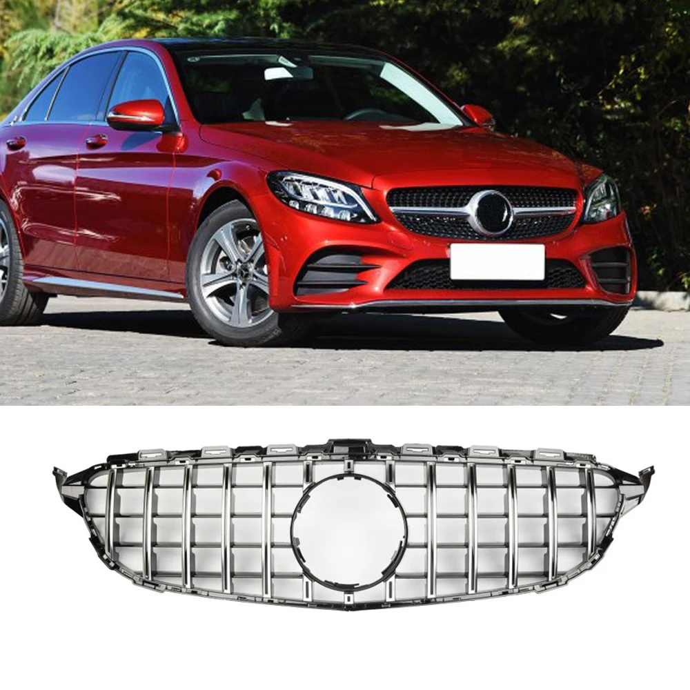 

w205 gt gtr Grille silver black Emblem Front Bumper amg Grill For benz w205 2019-up