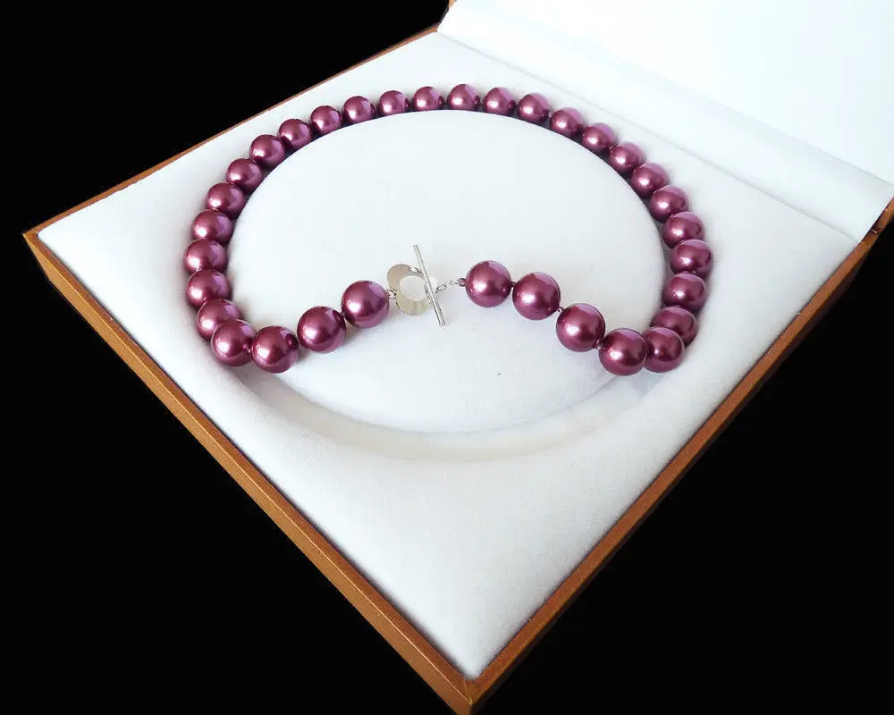 

Hot sale new Style >>>>>style AAA+ 10mm Rose Red south sea shell pearl fashion necklace 18''