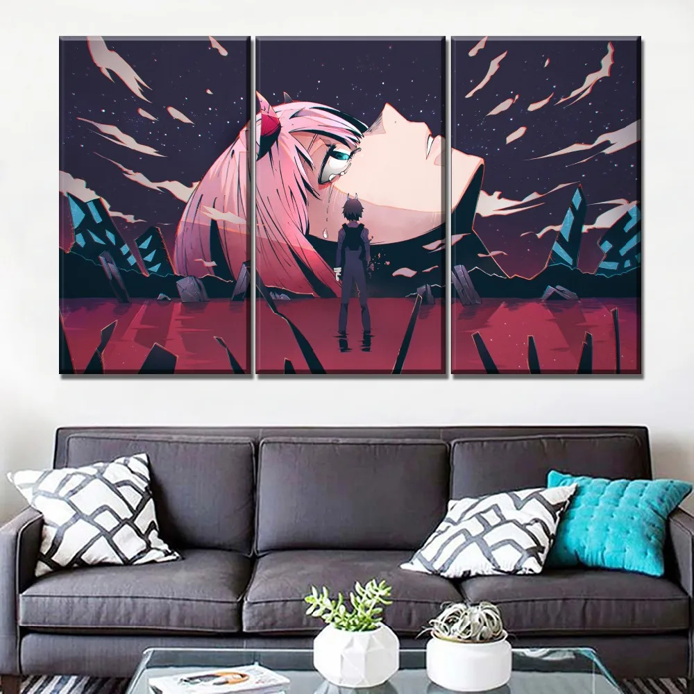 

Home Decor Wall Art Canvas Hd Printed Painting 3 Panel Anime Darling in the FranXX Poster Modular Pictures For Living Room Frame