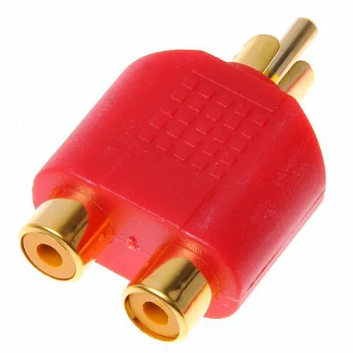 Conectar dos subwoofer al AV Chapado-en-oro-RCA-Macho-a-2-Dual-RCA-Hembra-Adaptador-de-Audio-Plug-AV-Divisor