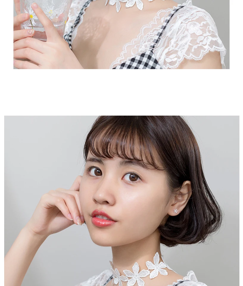 Korean Small Crystal Flower 925 Sterling Silver Screw Stud Earrings For Women Girls Kids Mini Minimalist Jewelry Gifts Brincos (4)