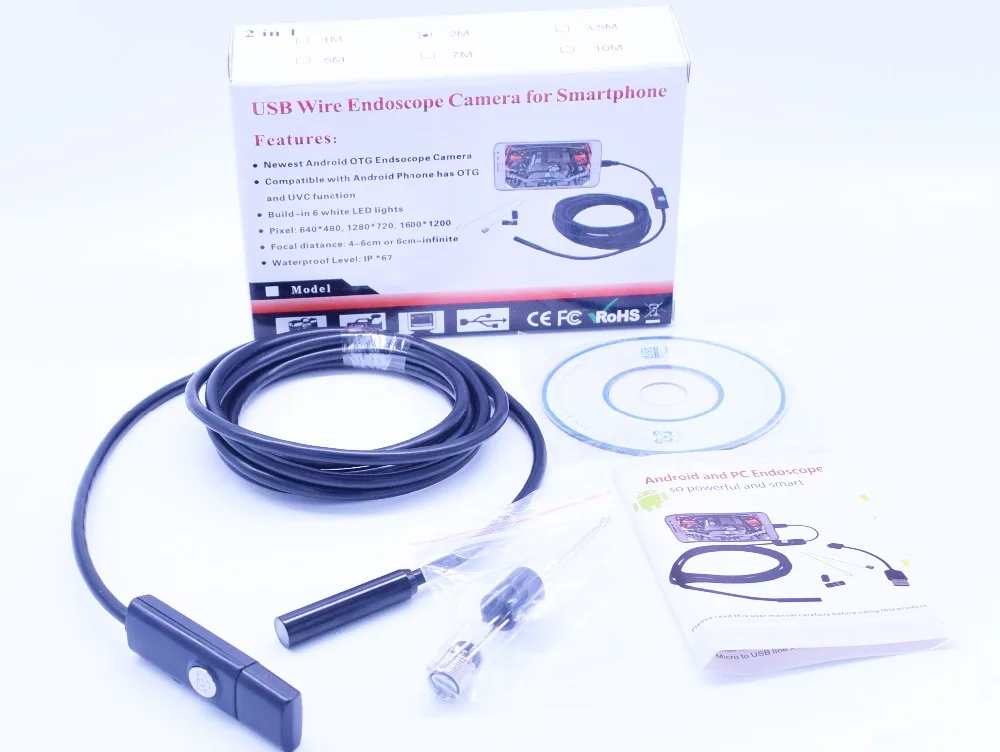 HD 2MP 1200P для Android OTG видео и компьютера USB эндоскоп камера 2 м