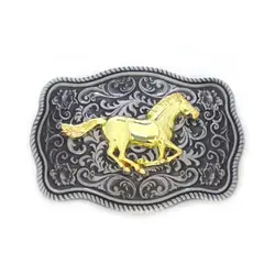 Прямоугольник цветочный Золотой бегущей лошади Western пряжка