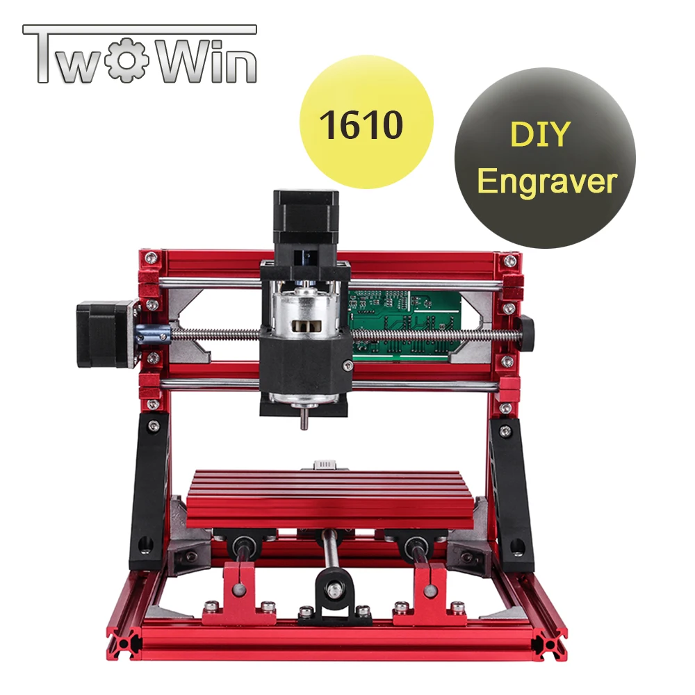 

New 1610 Machine CNC Mini DIY Engraver GRBL Control Red Color Wood PCB Milling Machine CNC Router with Free Cutter