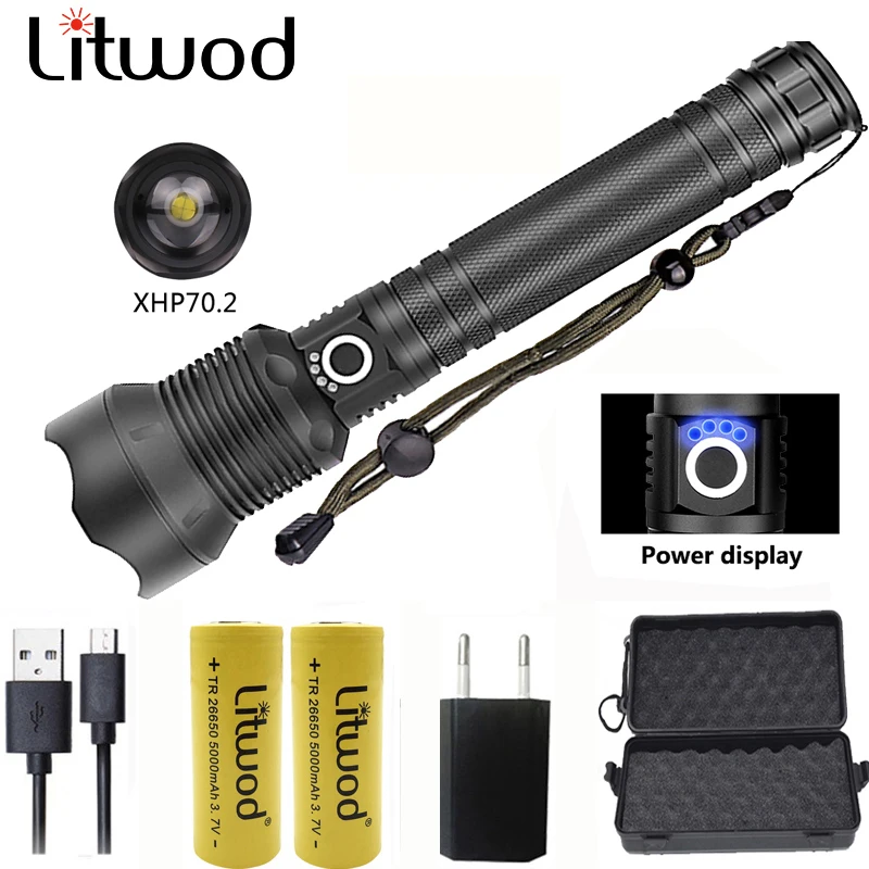 Litwod Z20 1282 CREE XHP70.2 & XHP50 Lamp tactical powerful led flashlight rechargeable cree