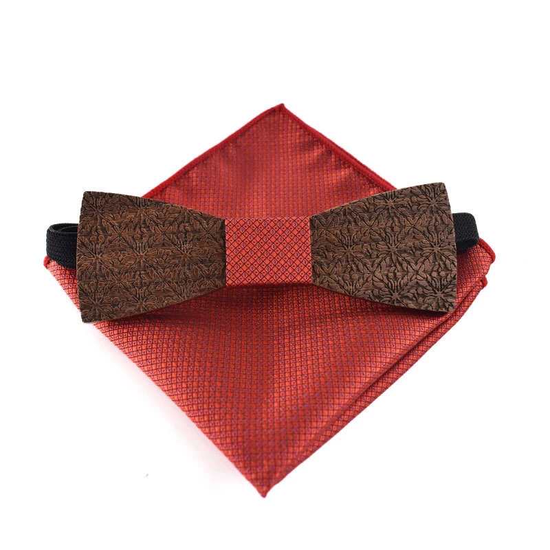 Деловые галстуки-бабочки ручной работы деревянная бабочка полиэстер Свадебный квадратный Карманный деревянный лук галстук платок Набор