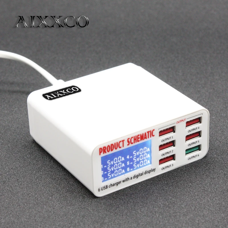 imágenes para AIXXCO Para Qualcomm Carga 3.0 Cargador de Teléfono Móvil Inteligente de 6 Puertos USB Cargador de Escritorio para el iphone Samsung Xiaomi Cargador Rápido imágenes para AIXXCO Para Qualcomm Carga 3.0 Cargador de Teléfono Móvil Inteligente de 6 Puertos USB Cargador de Escritorio para el iphone Samsung Xiaomi Cargador Rápido