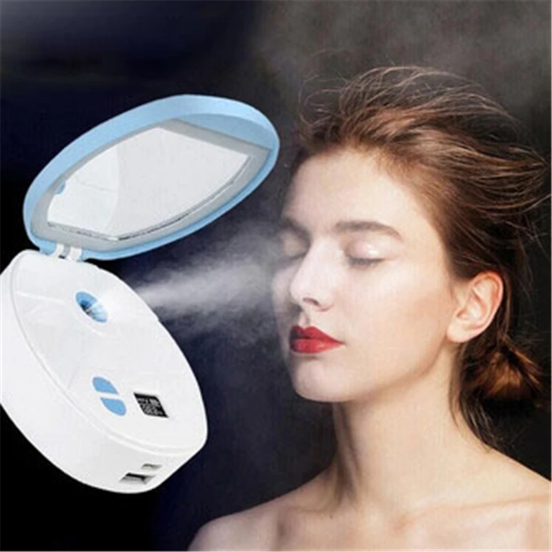 

8led LED Spray Hydration Makeup Mirror Light Skin Moisture Measure Power Bank Pocket Professional Vanity Lady Beauty Mirror Lamp