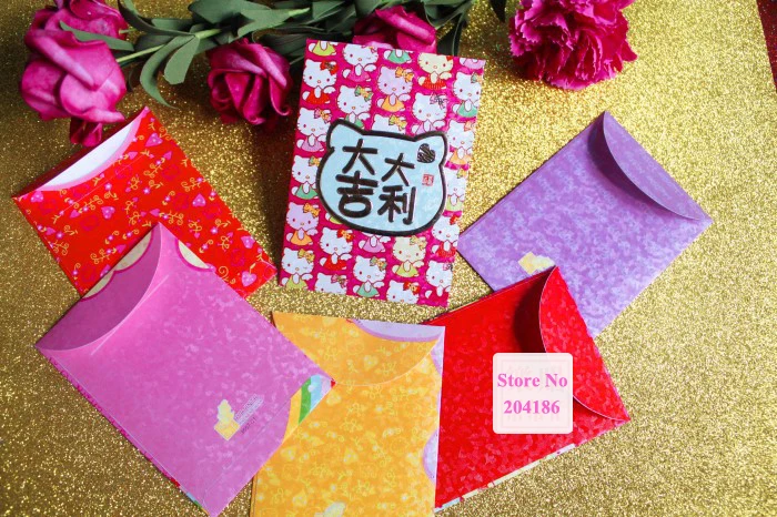 Cartoon New Year Red Packet Spring Festival Paper Red Envelope 30 Packs 180 Pcs HJ3557