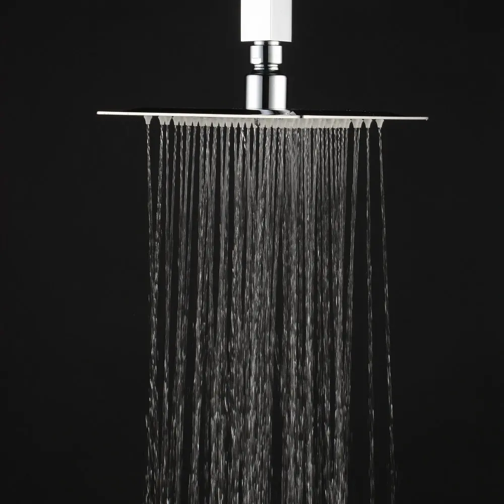 

Square Stainless Steel 10" Rainfall Shower Head (100 percent 304-Grade Stainless Steel)