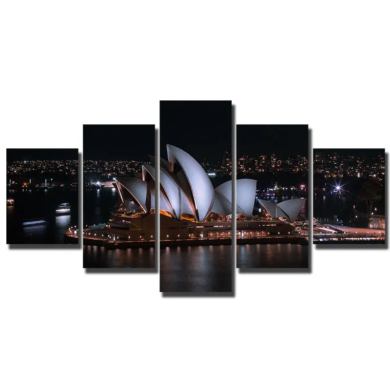 

Artryst HD print canvas painting 5 piece Sydney Opera House Night wall art poster for living room decor wall picture WY309