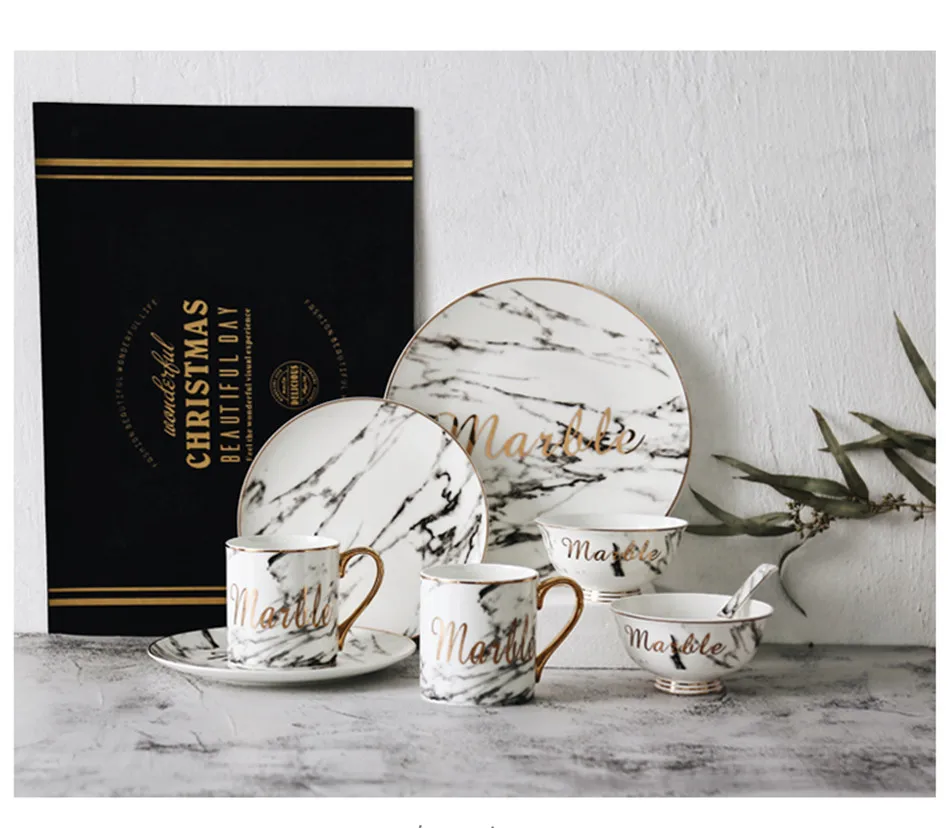 Luxury White Marble Ceramic Mugs Gold Plating Couple Lover's Gift Morning Mugs Milk Coffee Tea Breakfast Elegant Creative Cup (1)