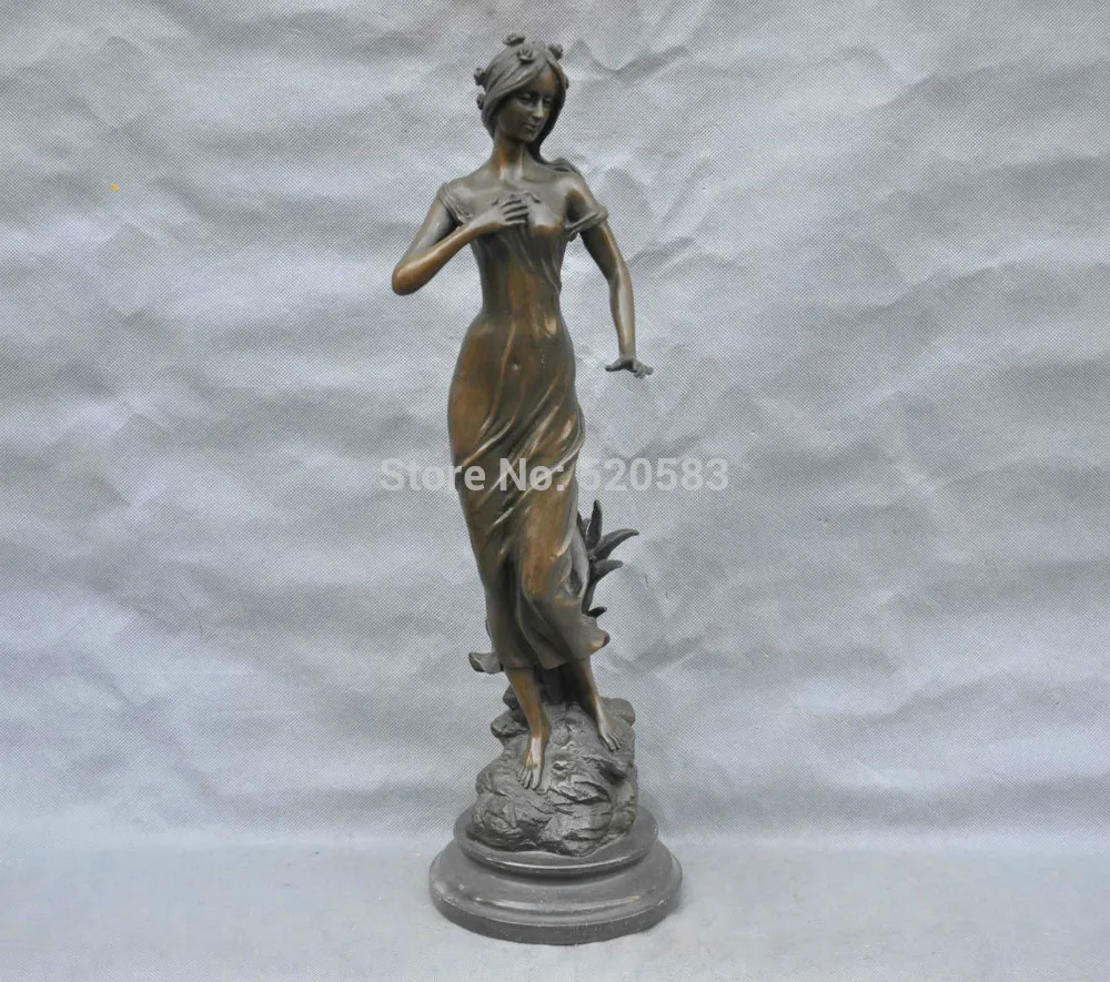 

20" Bronze Good Princess Girl Look forward to arrival of love Sculpture Statue