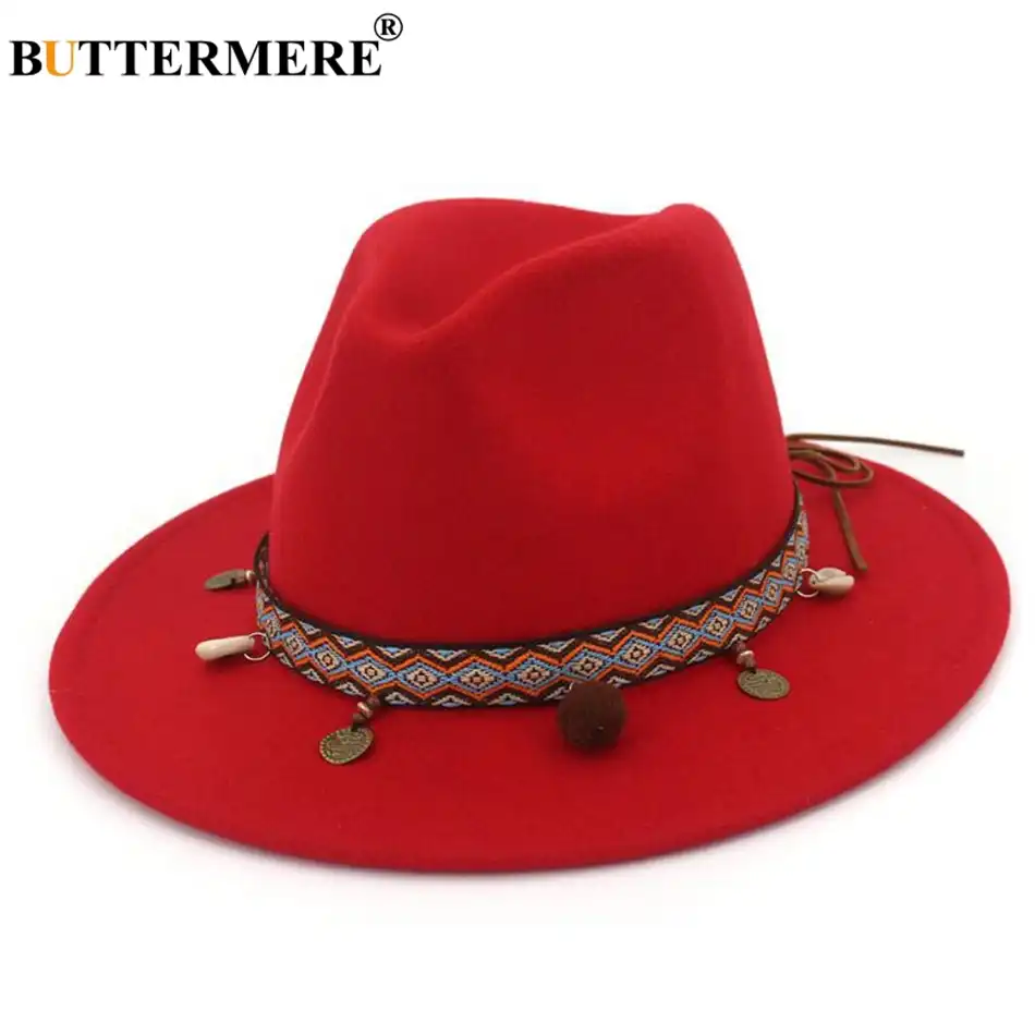 red wool felt hat