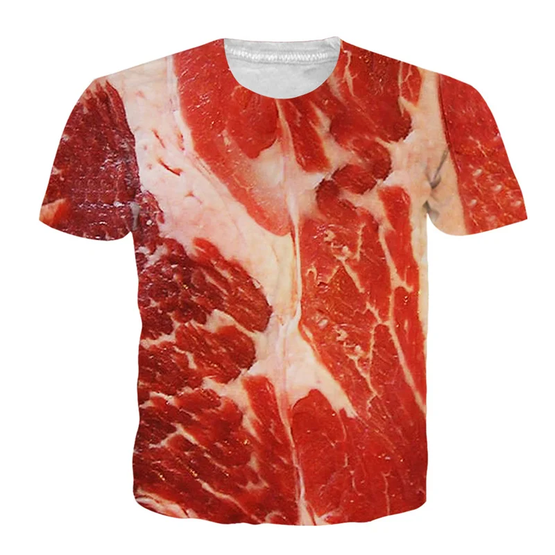 2018 New Fashion men and women T-shirt 3d Print Fresh meat Funny Loose Short Sleeve Summer Tops Tee Hot style Stylish clothing | Мужская
