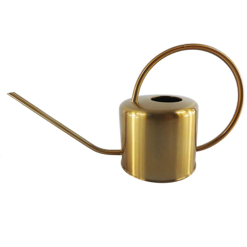 1.3L Long Mouth Metal Flower Watering Pot Watering Cans Sprinkler Golden 