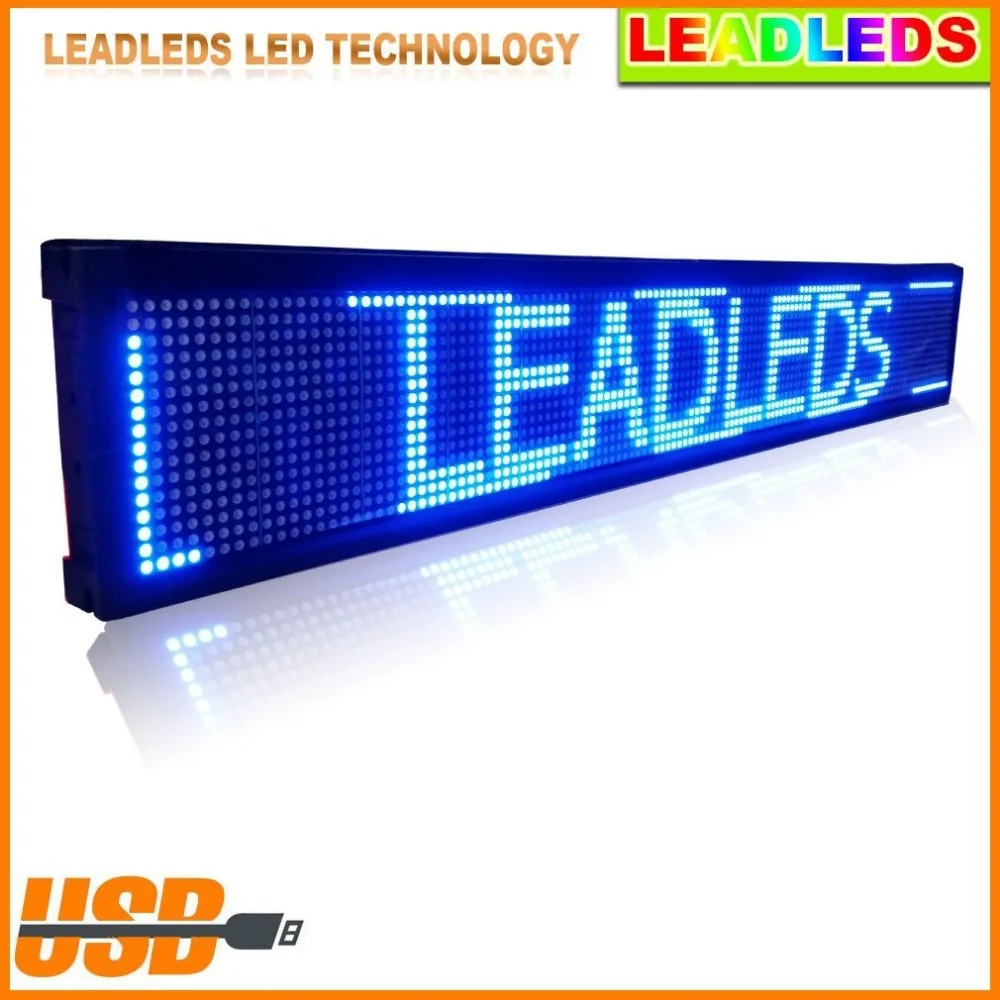 

30 * 6.3 inches P7.62 Blue LED Sign Board Programmable Display Scrolling Message Advertising Business